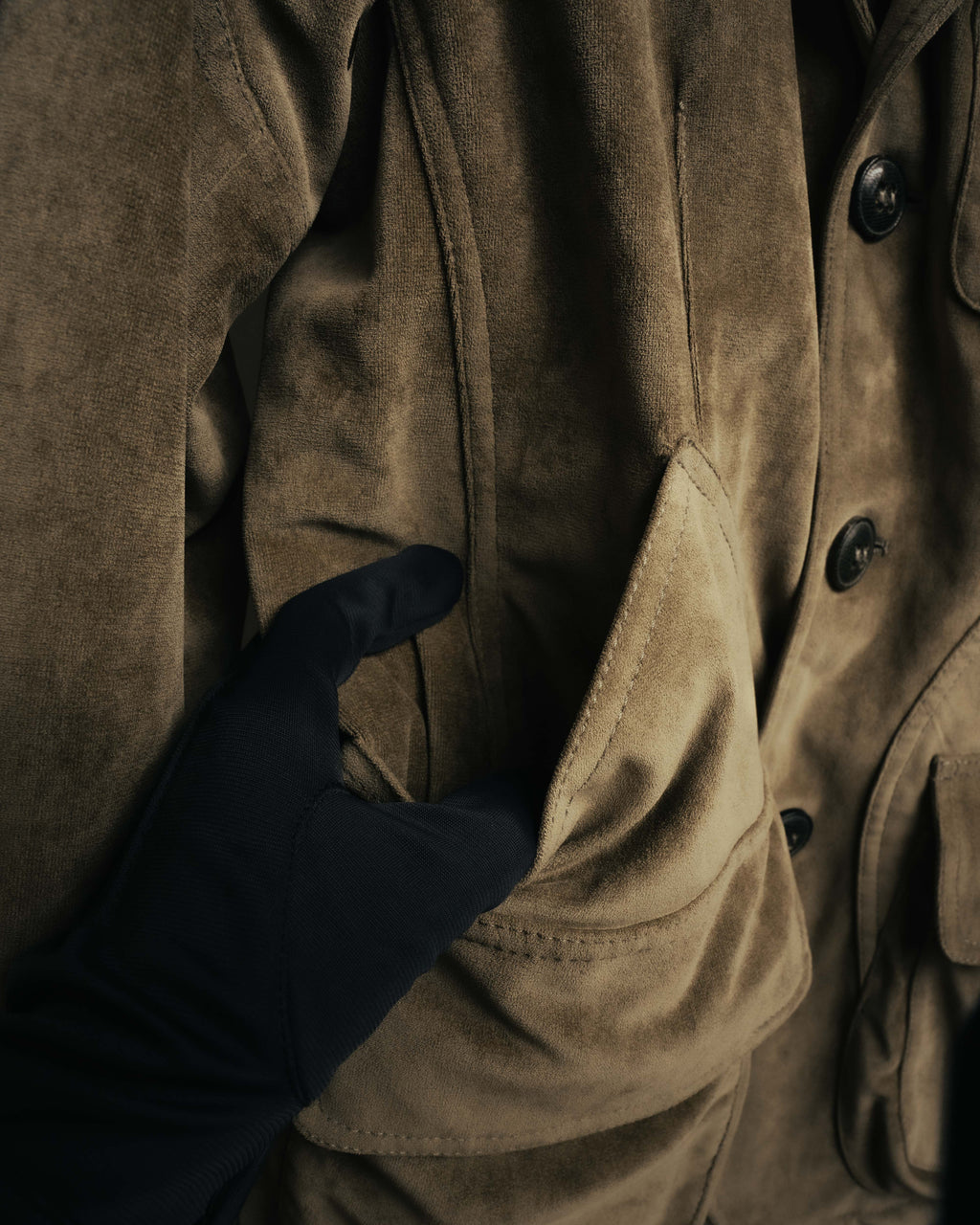 “GIORGIO ARMANI” 90’s-00’s Suede-effect multi-pocket tailored field jacket