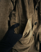 “GIORGIO ARMANI” 90’s-00’s Suede-effect multi-pocket tailored field jacket