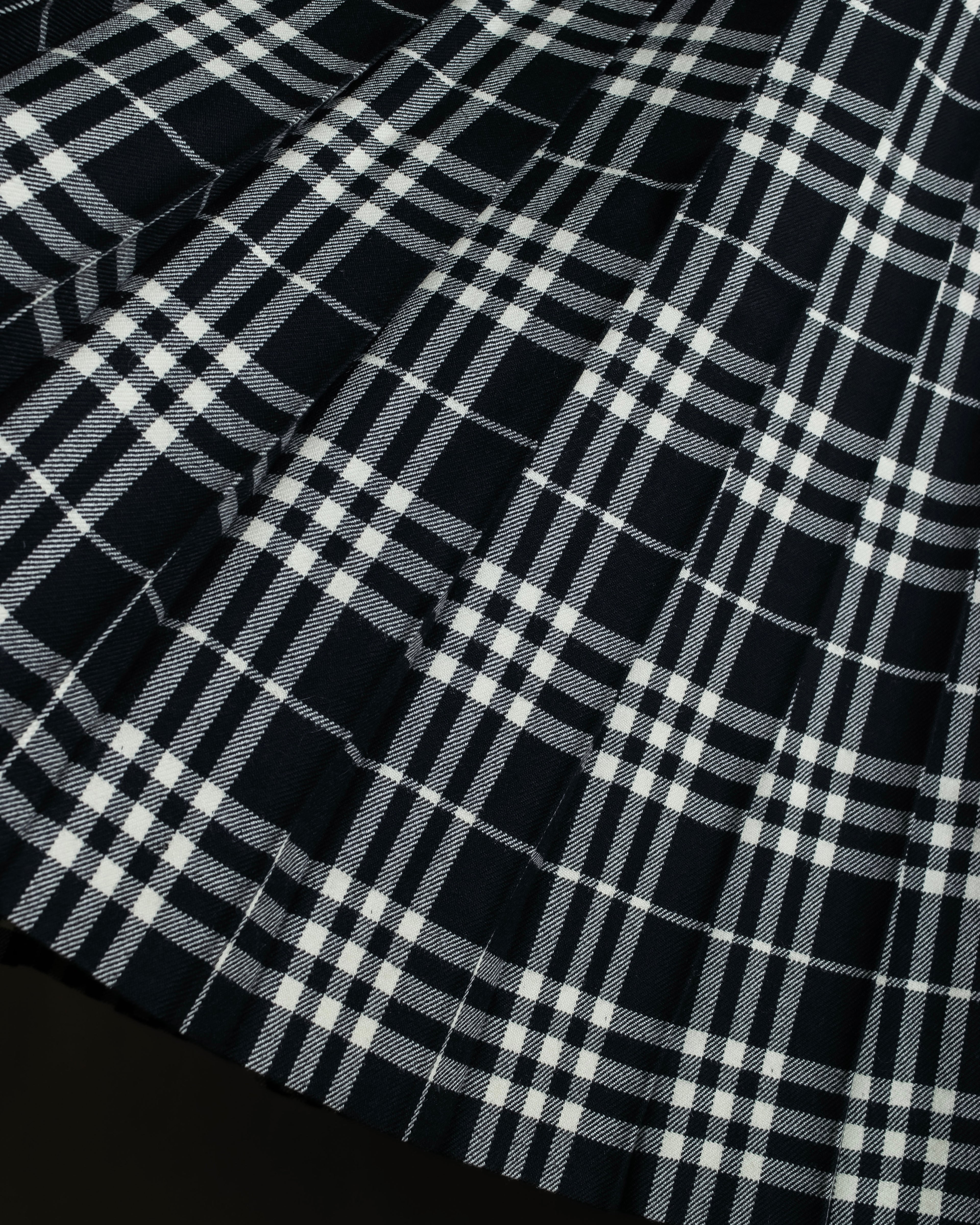 "BURBERRY" Tartan check pleated wrap skirt