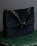 "GUCCI" Dark navy suede leather shoulder bag