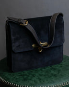 "GUCCI" Dark navy suede leather shoulder bag