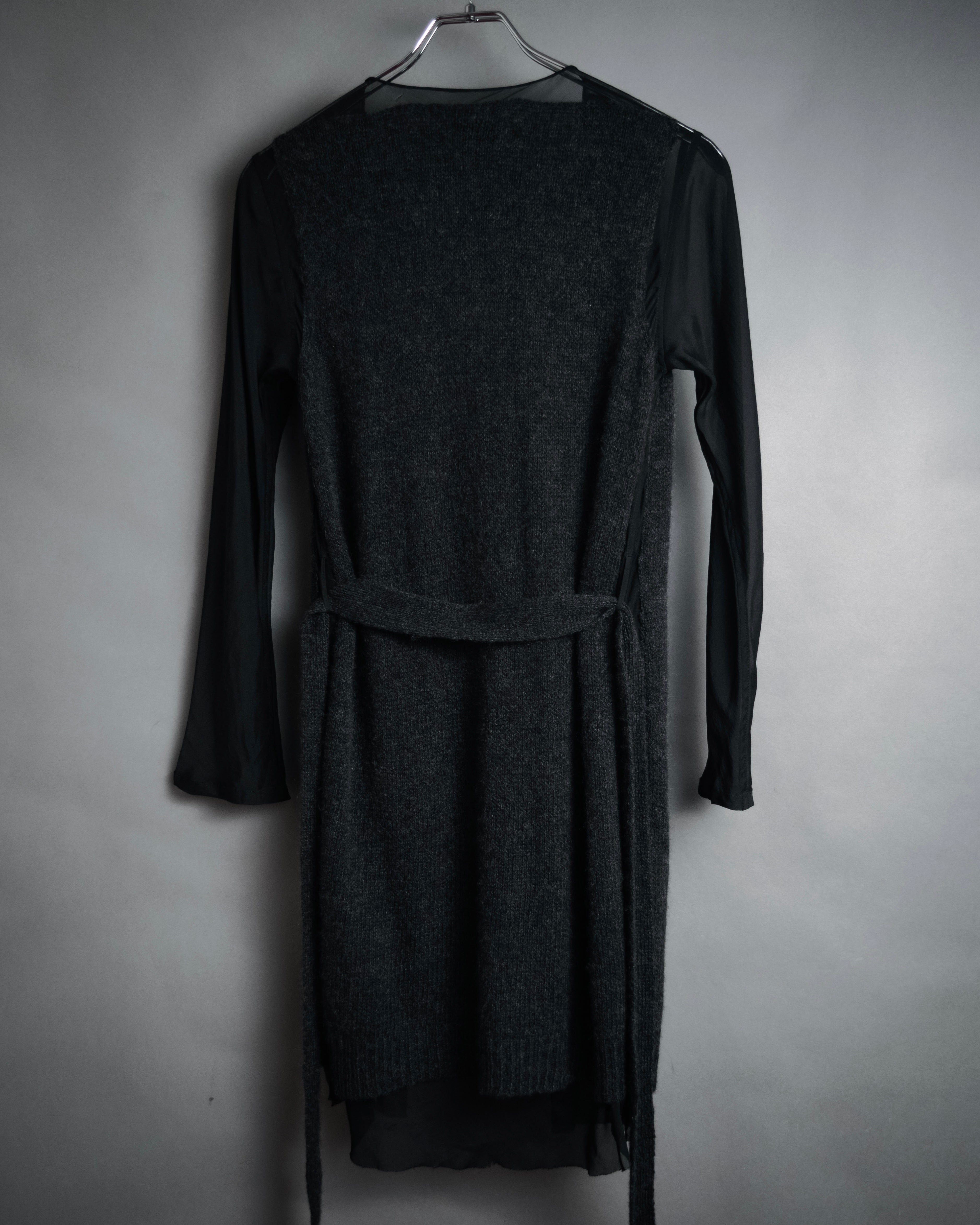 “DRIES VAN NOTEN” 90’s–Early 00’s Cashmere and silk layered belted cardigan