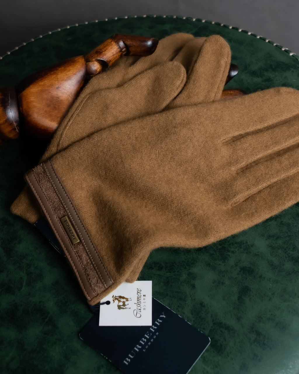 "BURBERRY" Cashmere blend design suede leather gloves