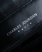 "Charles Jourdan" Logo half-moon metal plate design leather hand bag