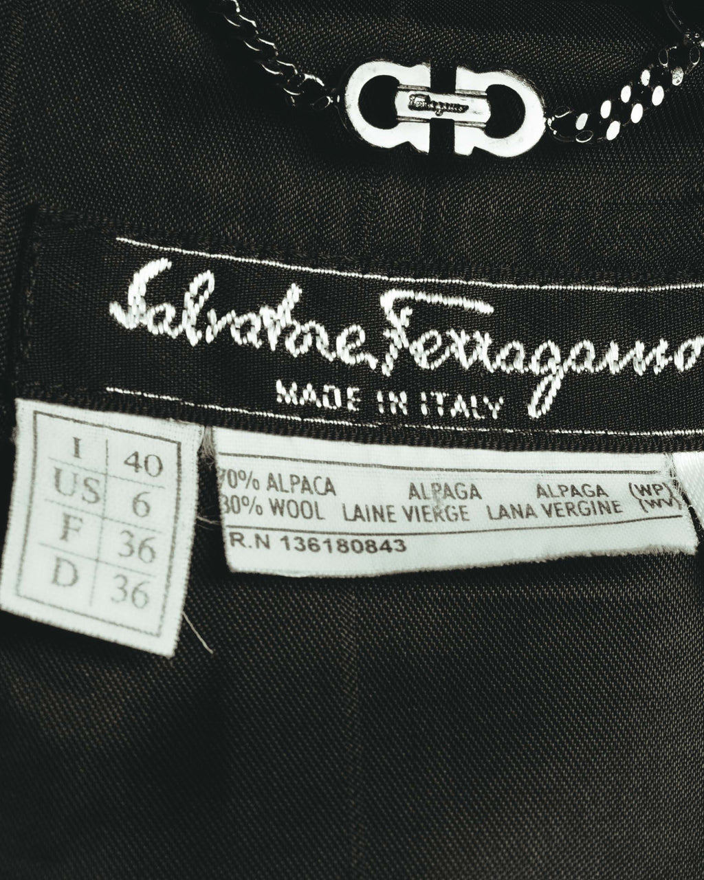 -SPECIAL- "Salvatore Ferragamo" 90's-00's Alpaca wool oversized shawl collar long coat
