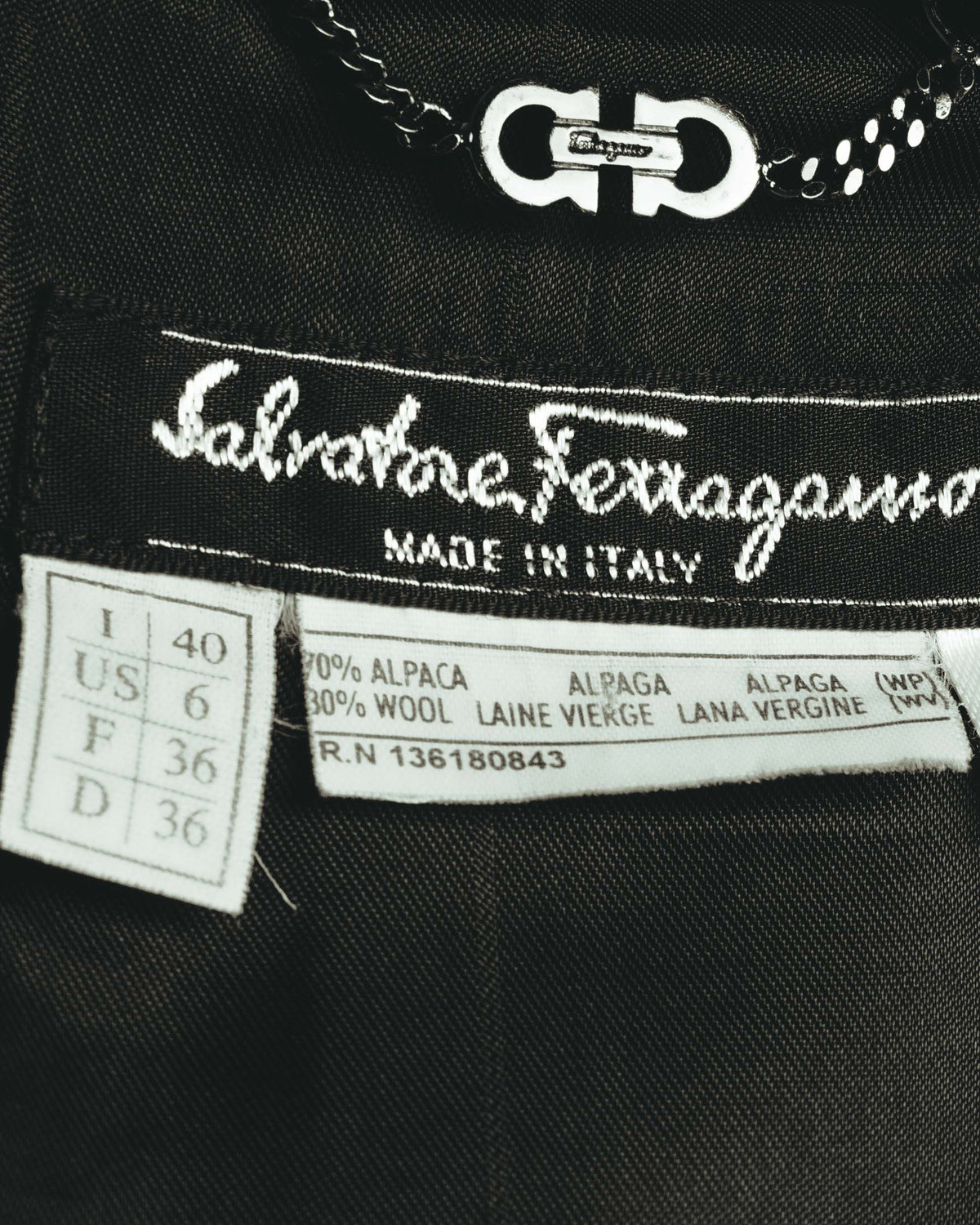 -SPECIAL- "Salvatore Ferragamo" 90's-00's Alpaca wool oversized shawl collar long coat