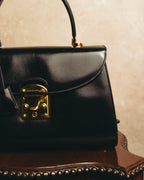 "LORENZO de MEDICI" 80's-00's Structured leather top handle handbag