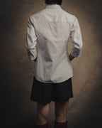 -SPECIAL- "Christian Dior" 00's-10's Embellished shield crest striped ruched sleeve shirt