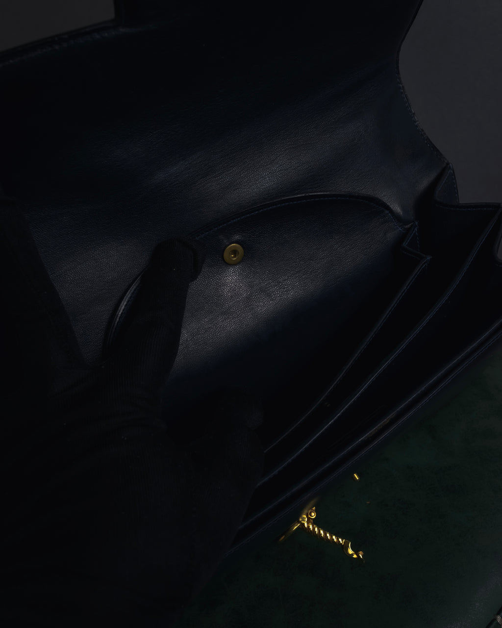 -SPECIAL- "HERMES" 60’s early sandrine box dark blue calf bit bag