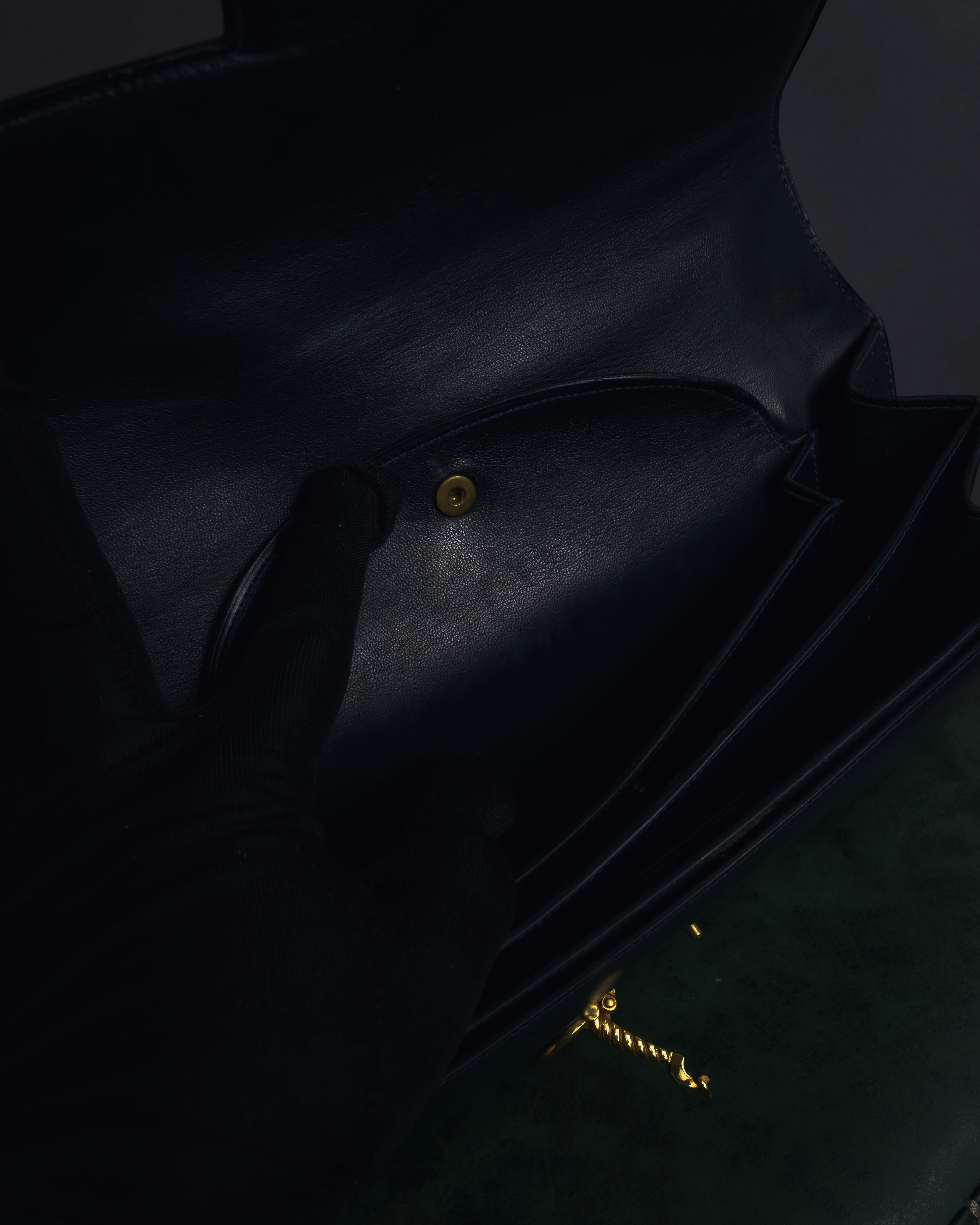 -SPECIAL- "HERMES" 60’s early sandrine box dark blue calf bit bag