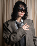 "YVES SAINT LAURENT" Glen plaid oversized wool tailored jacket