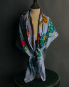 "GUCCI" 90's-00's Vintage botanical and perfume bottle silk scarf