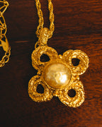 -SPECIAL- "YVES SAINT LAURENT" 80's-90's Baroque pearl textured gold pendant necklace