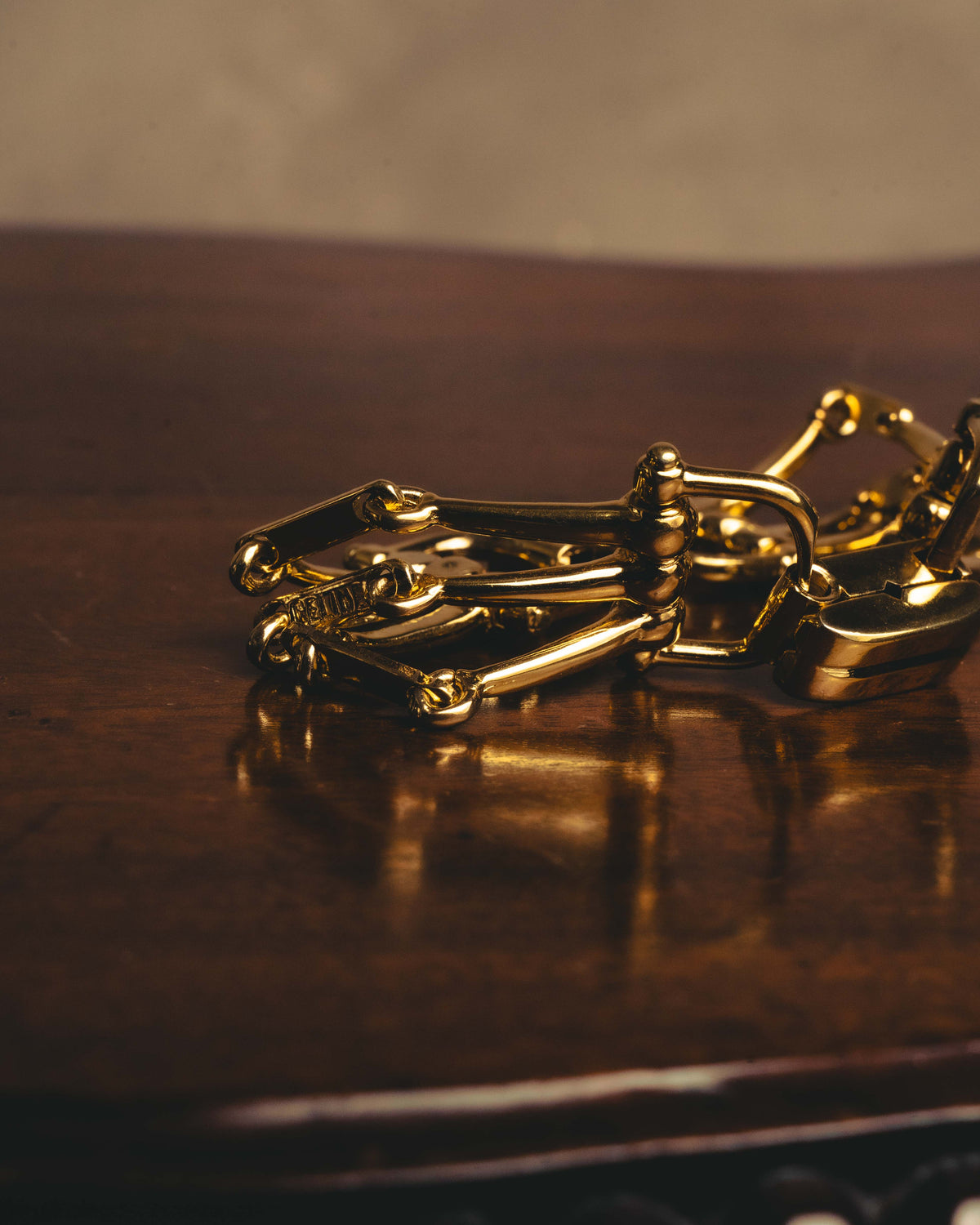 "CELINE" 80's-90's Sculptural horsebit link bracelet