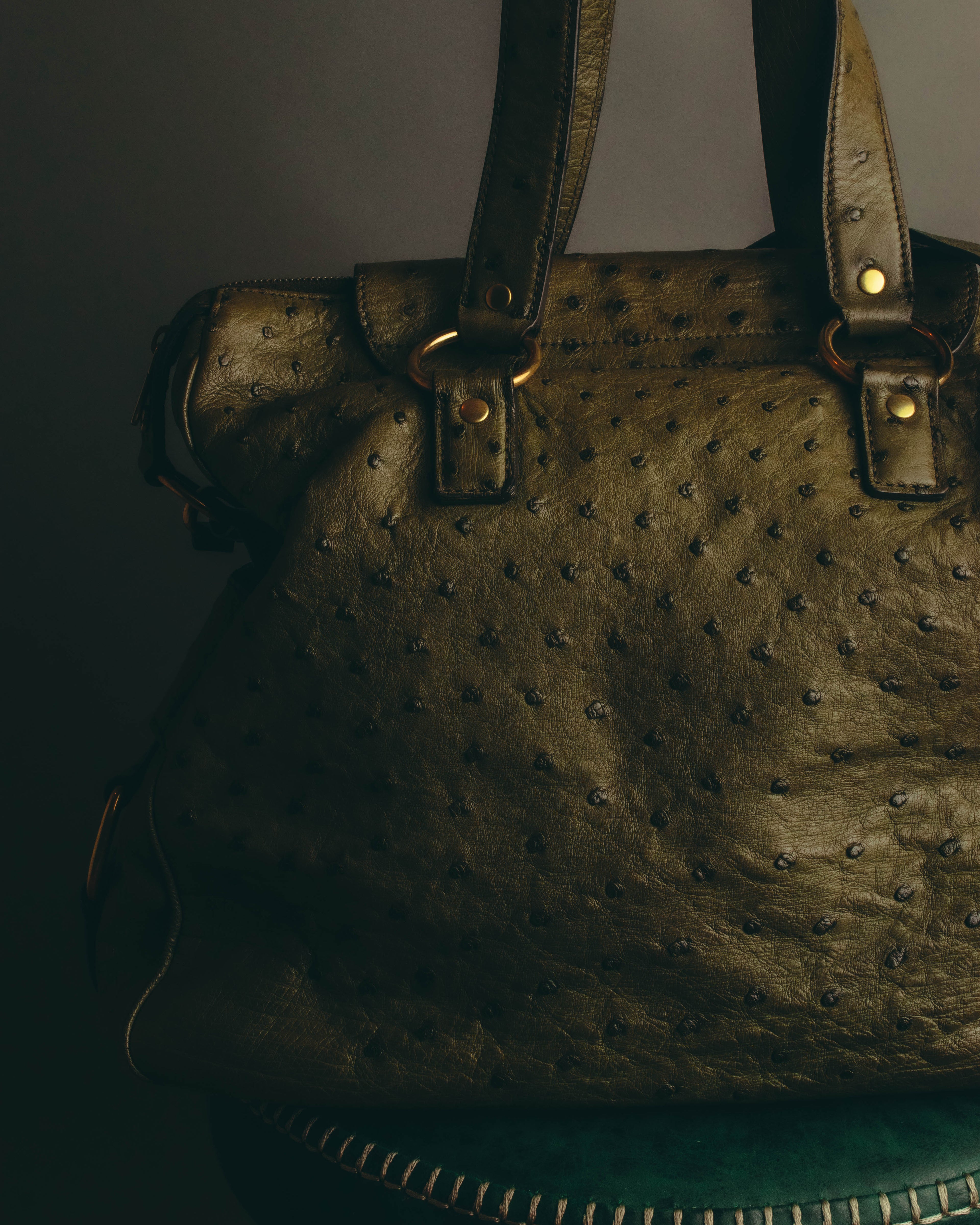 -SPECIAL- “YVES SAINT LAURENT” 00’s-10’s Ostrich leather top handle satchel