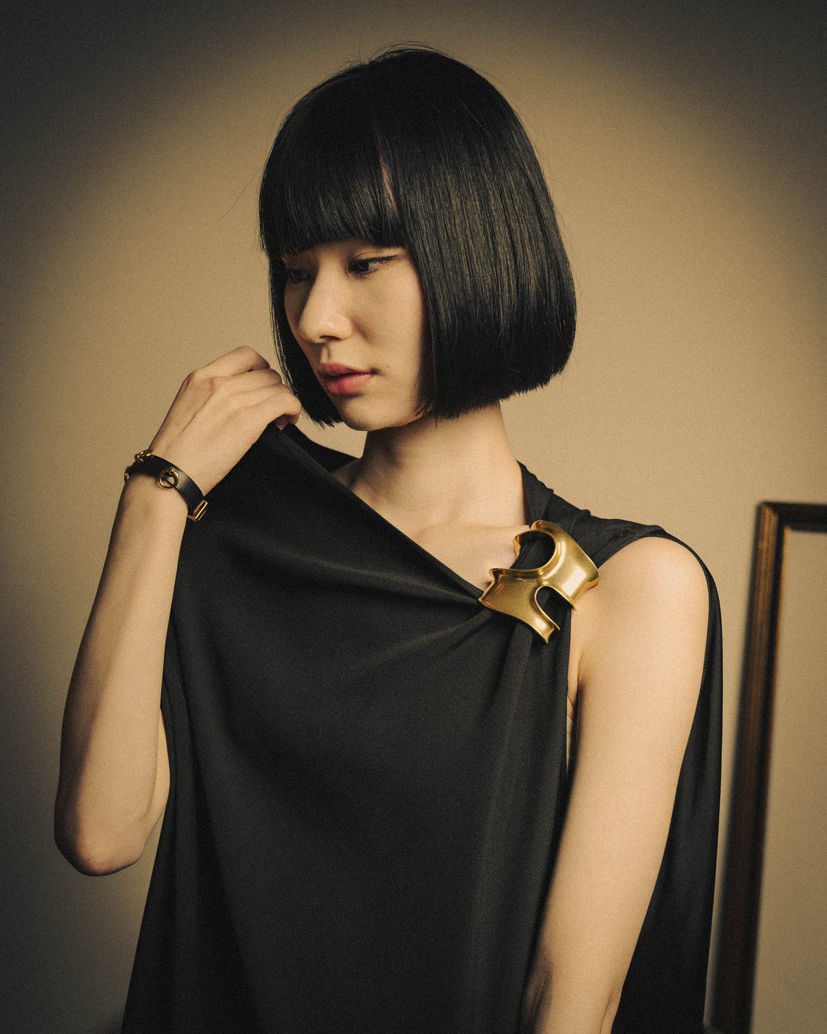 -SPECIAL- "FERRAGAMO" 2020's Sculpturally draped asymmetric maxi dress