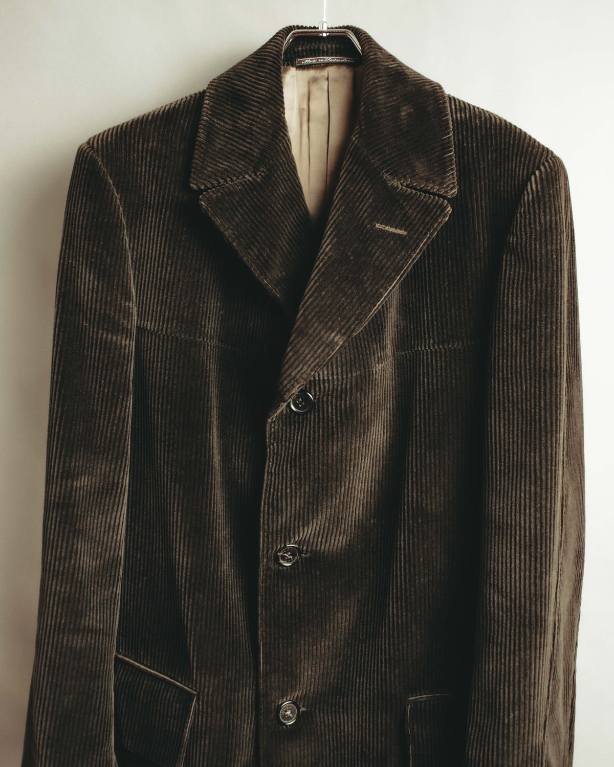 -SPECIAL- "GUCCI" 90's-00's Dark brown corduroy tailored chesterfield coat