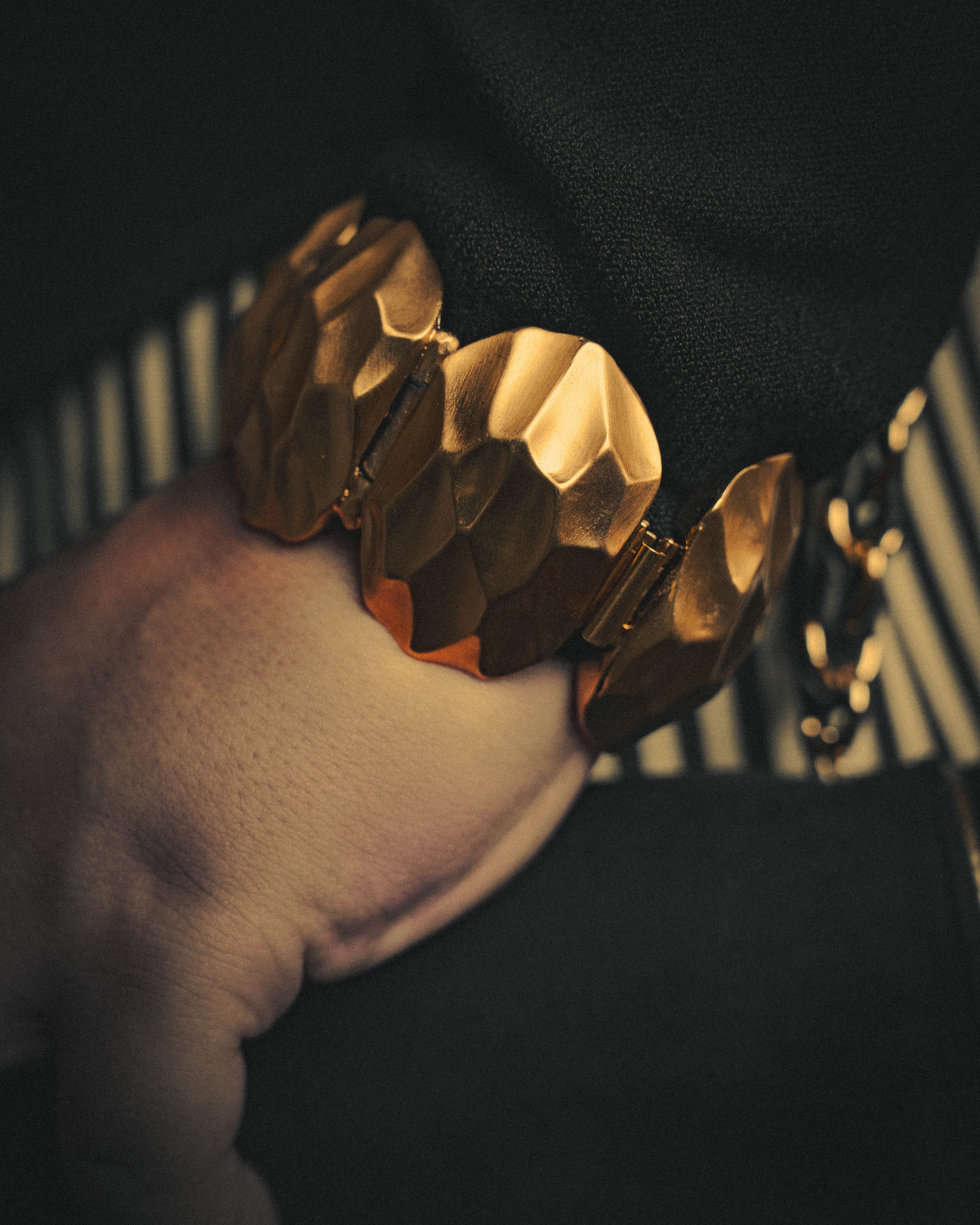 –SPECIAL– "Yves Saint Laurent" Sculptural gold tone statement bracelet