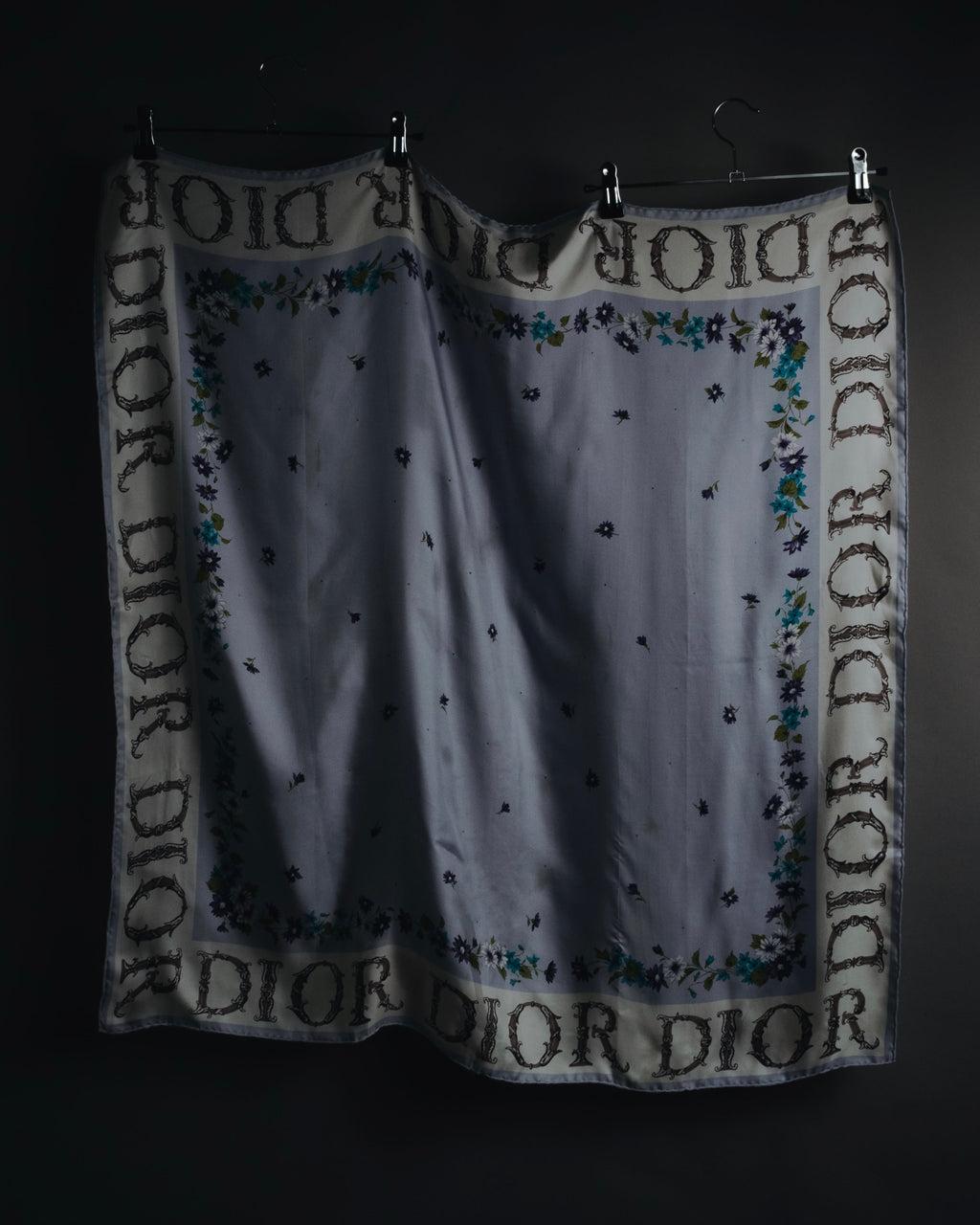 "Christian Dior" 80’s-90’s botanical dior typography silk scarf