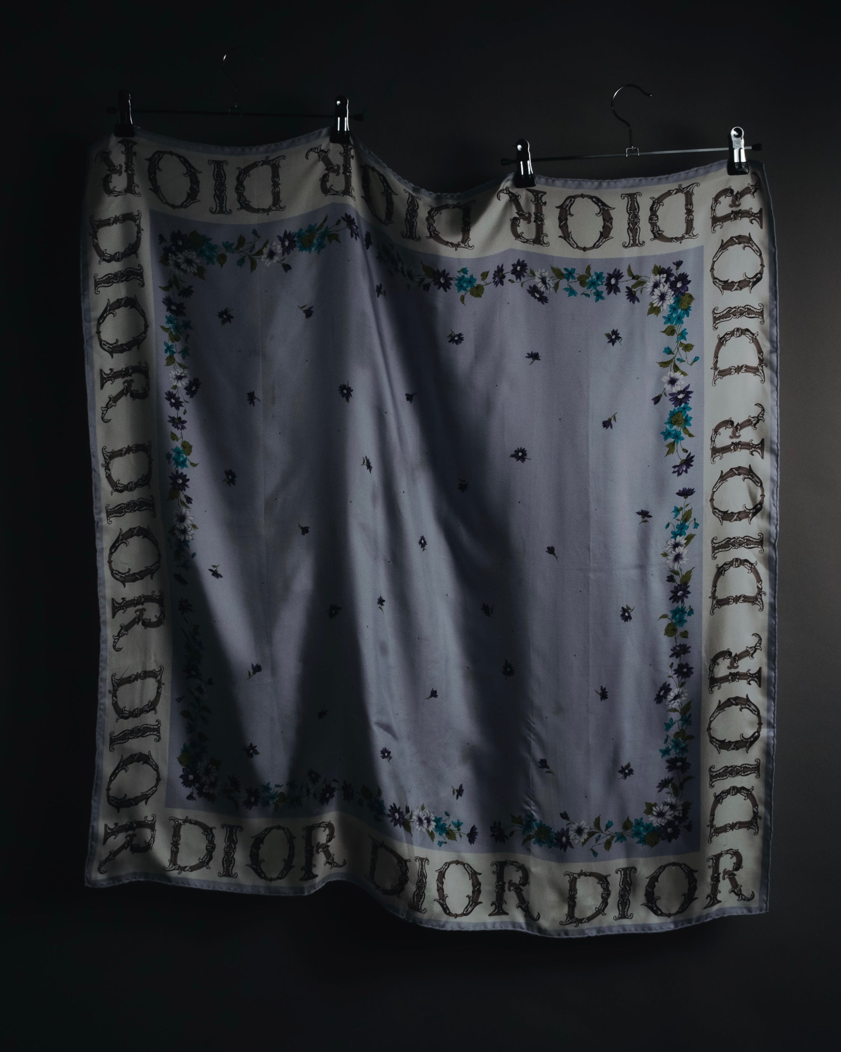 "Christian Dior" 80’s-90’s botanical dior typography silk scarf