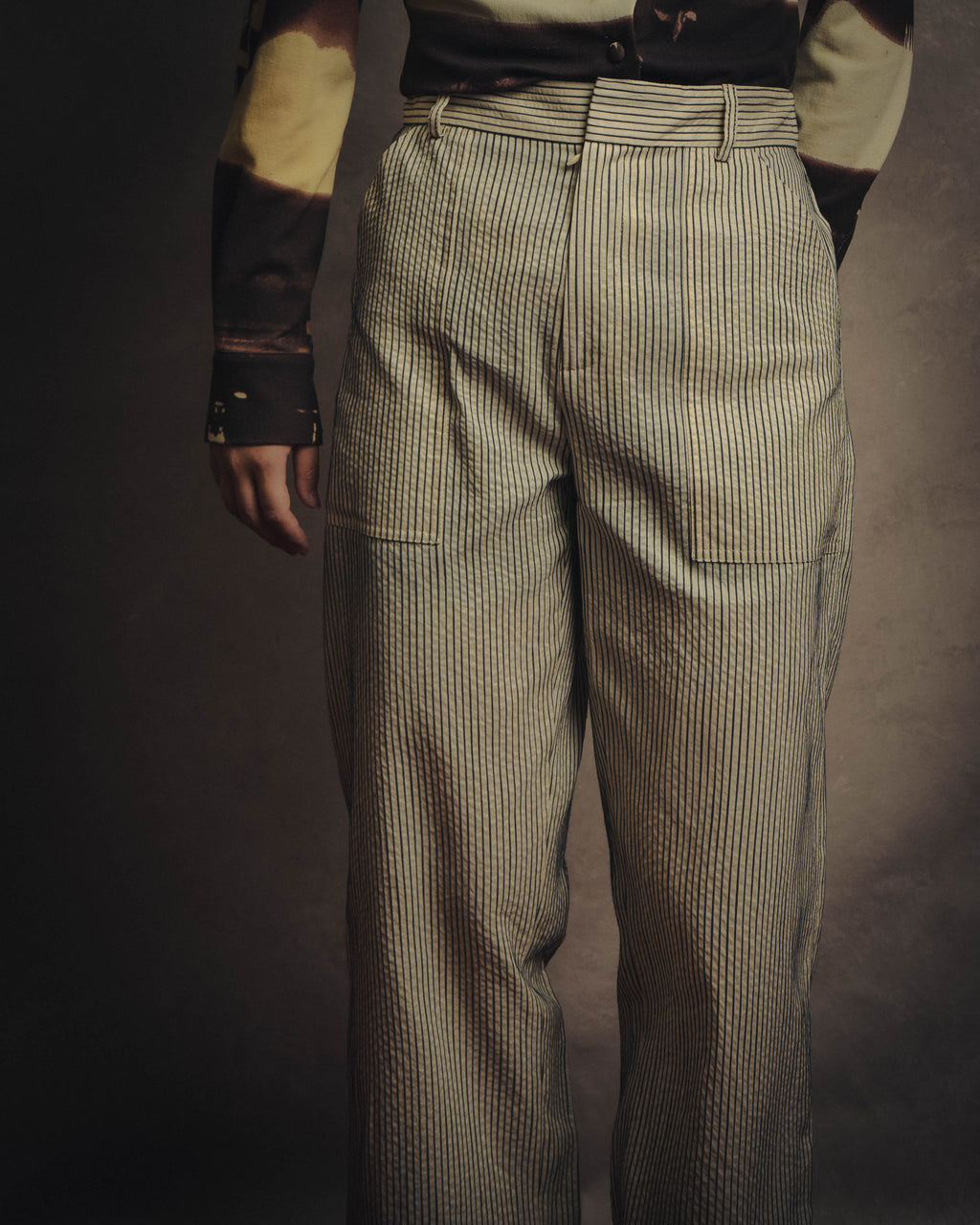 -SPECIAL- “Christian Dior” 20’s silk cotton striped straight trousers