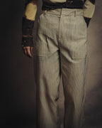 -SPECIAL- “Christian Dior” 20’s silk cotton striped straight trousers