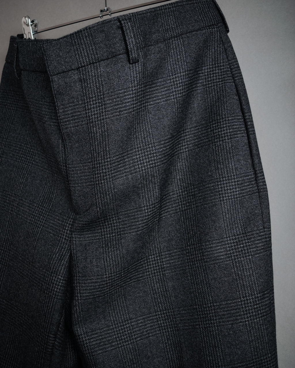 “CELINE” Post-2018 Glen check wool tailored trousers