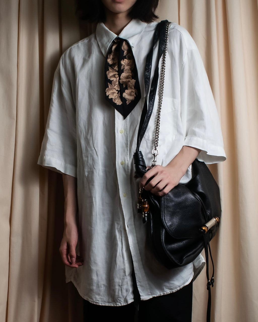 "HUGO BOSS" Linen oversized half sleeve button down shirt