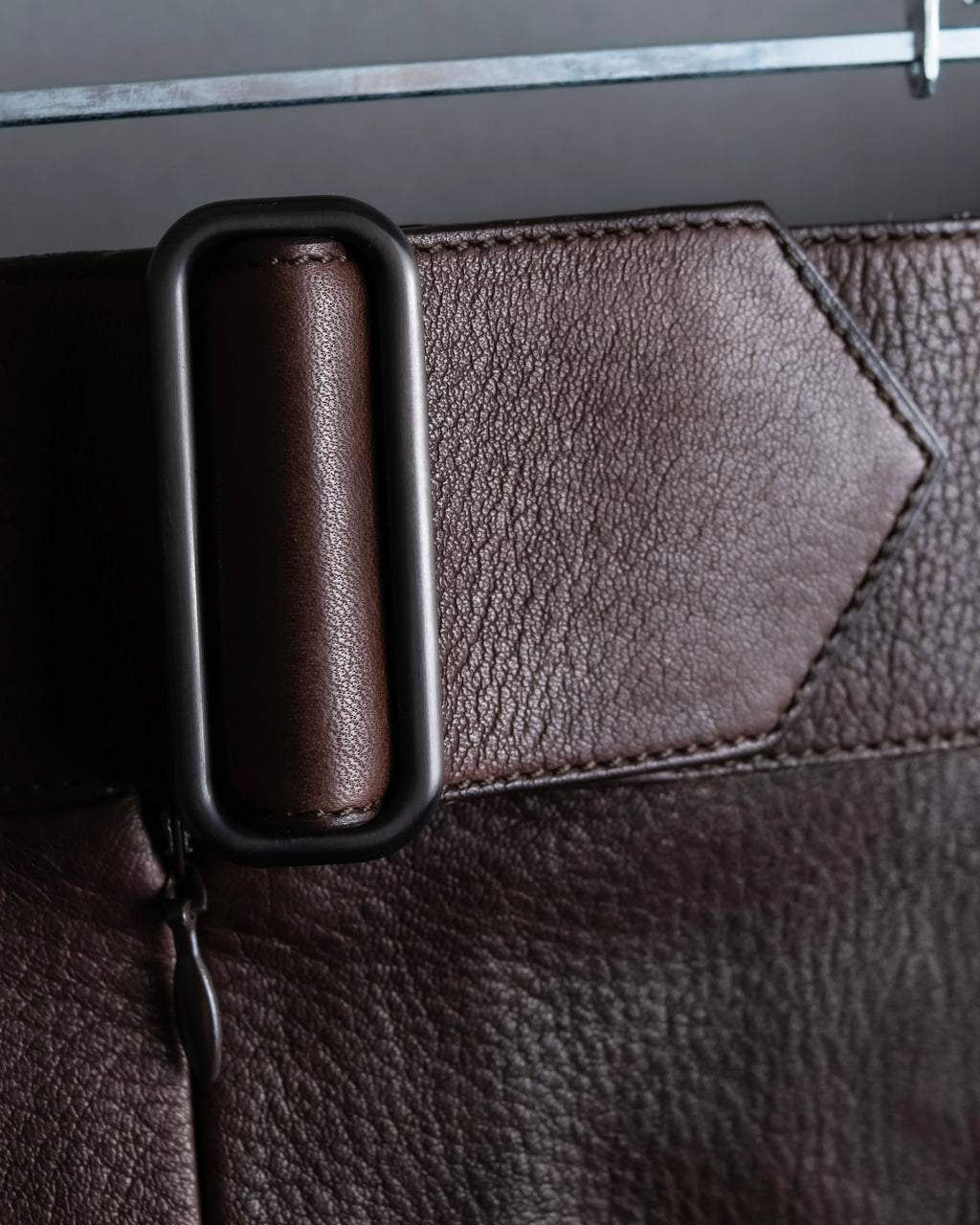 "Hermes by Gaultier" Round Pocket Wine Red Leather Skirt