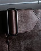 "Hermes by Gaultier" Round Pocket Wine Red Leather Skirt