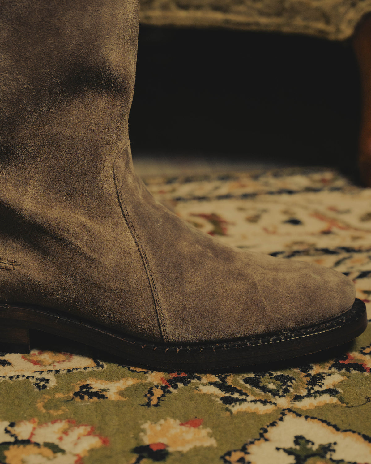 -SPECIAL- “Dior” 00’s Taupe suede square toe riding boots