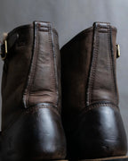 "COACH×FRYE" Brass buckle design shearling lined biker boots