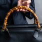 "GUCCI" Outer pocket leather bamboo hand bag