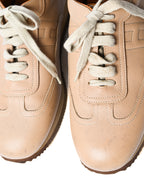 HERMES/ “Quick” H-Logo Leather Sneaker Brown