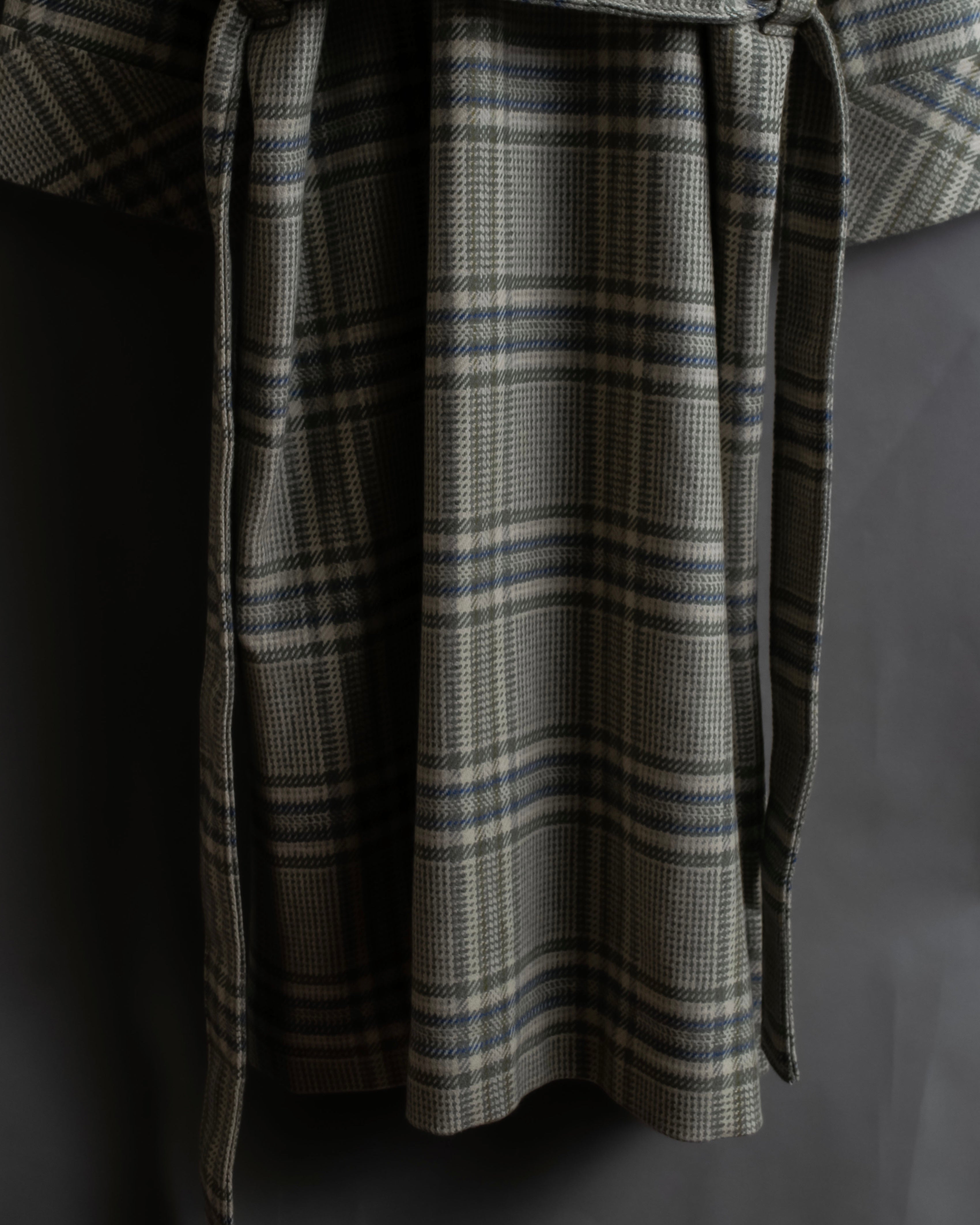 "PIERRE BALMAIN" Glen check belted gown coat