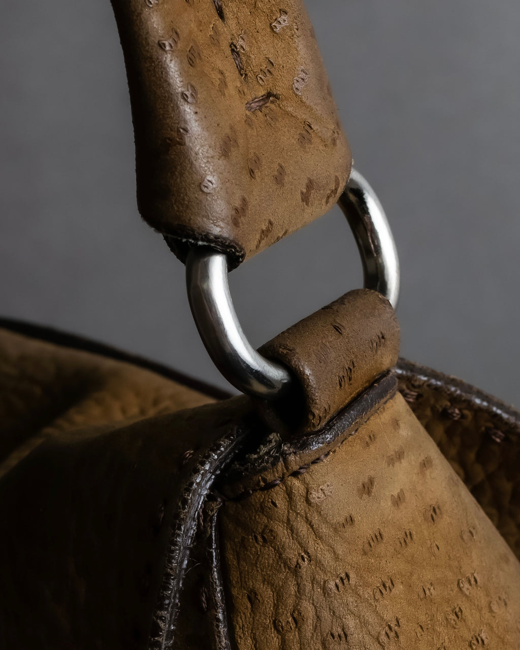 "PRADA" Hook hardware design ostrich leather shoulder bag