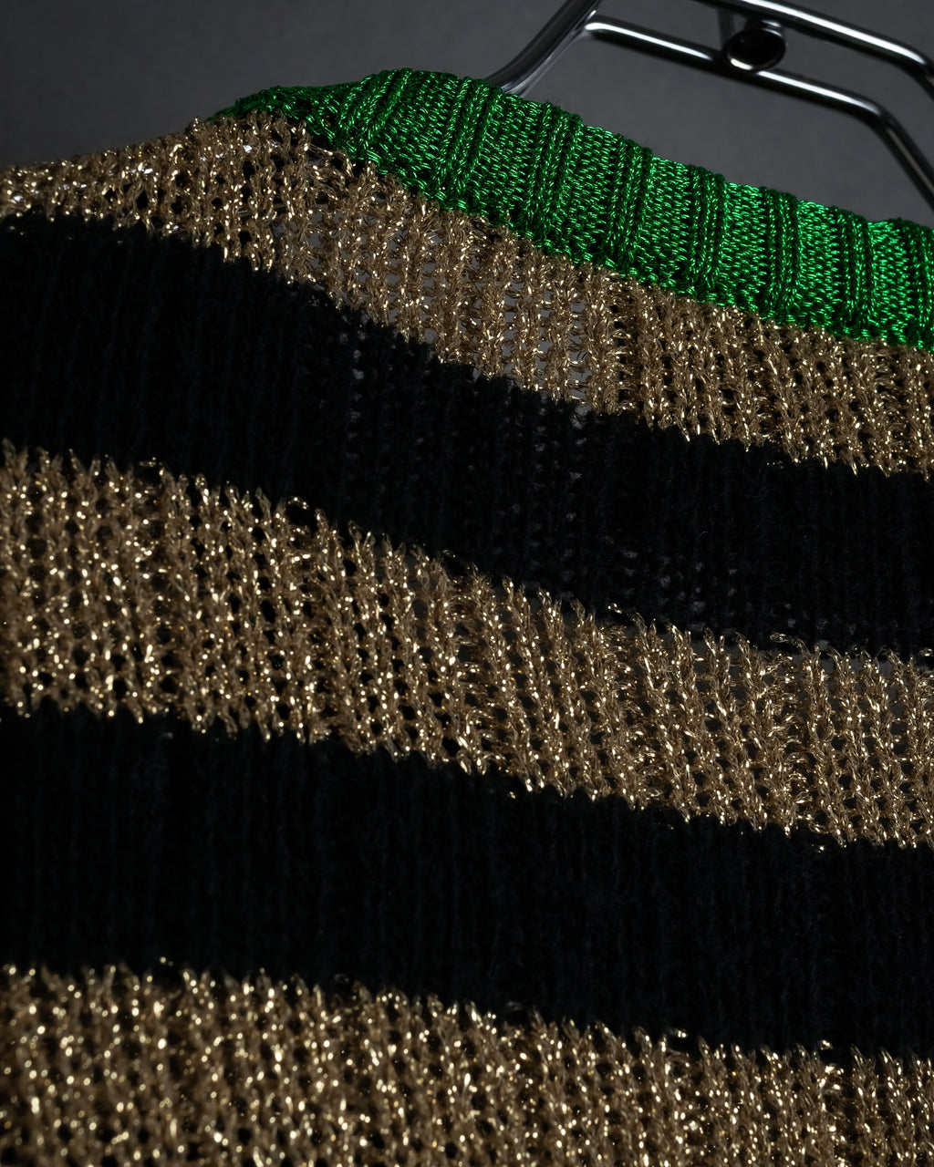 "GUCCI" 17-18aw striped lurex emblem knit sweater