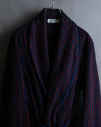 "Vintage striped waist belt design gown coat"