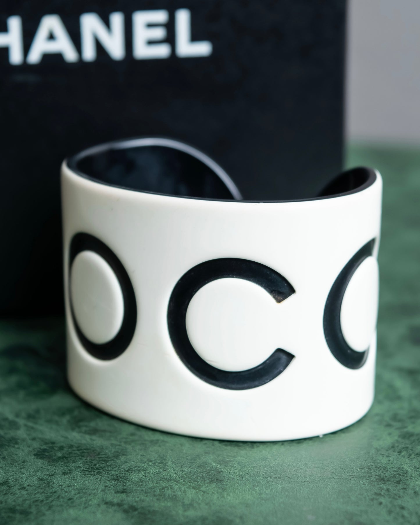 "CHANEL" COCO mark spell engraved bangle