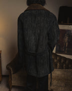 "Christian Dior" 80's-90's Classically tailored belted double-breasted coat