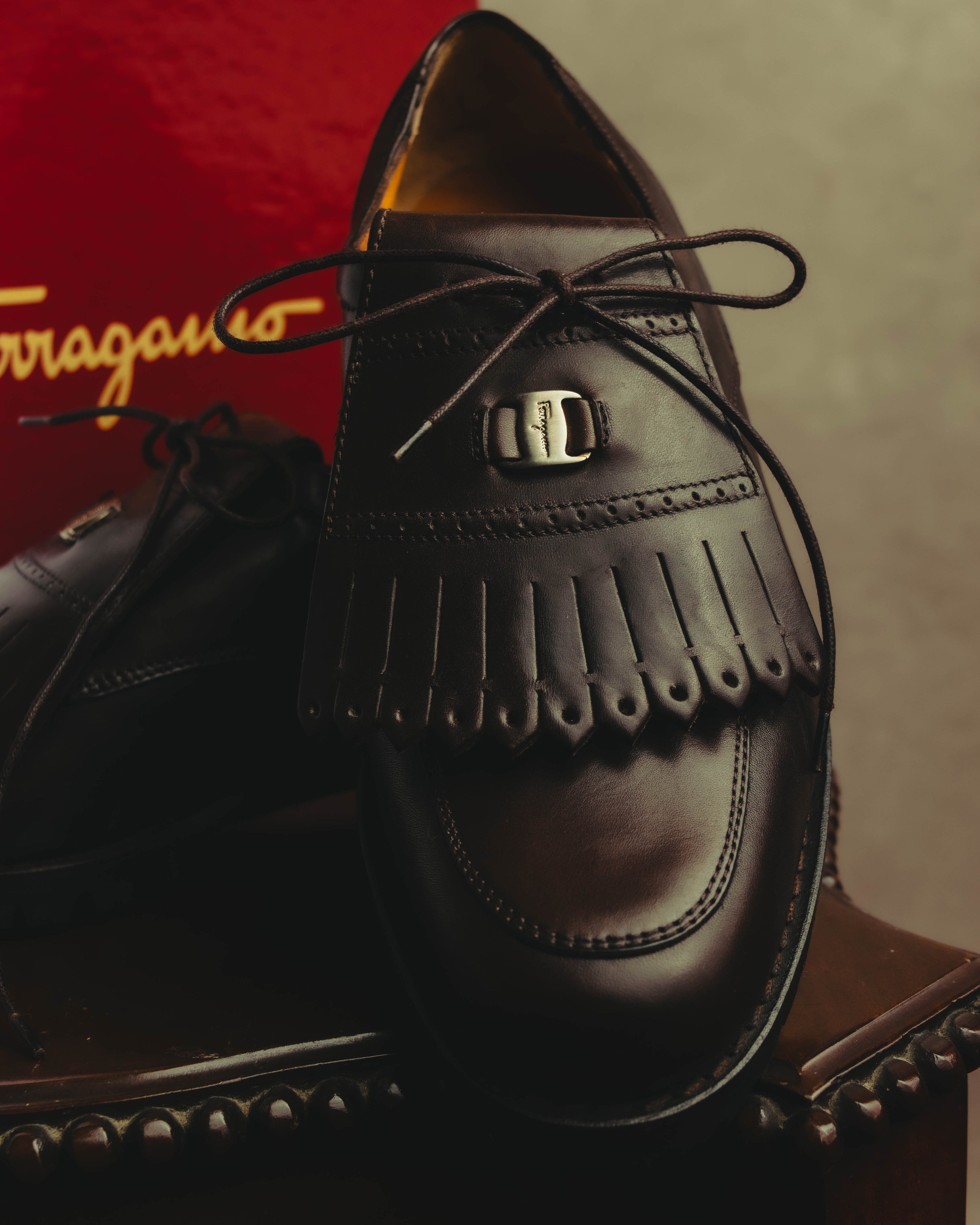 "Salvatore Ferragamo" 90's-00's Kiltie fringe leather derby shoes