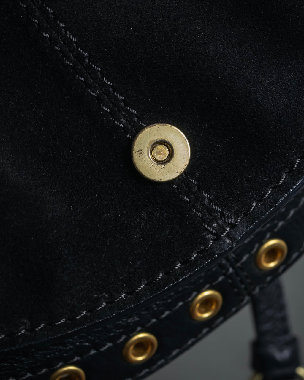 "See by Chloé" Half-moon grommet-detail suede shoulder bag