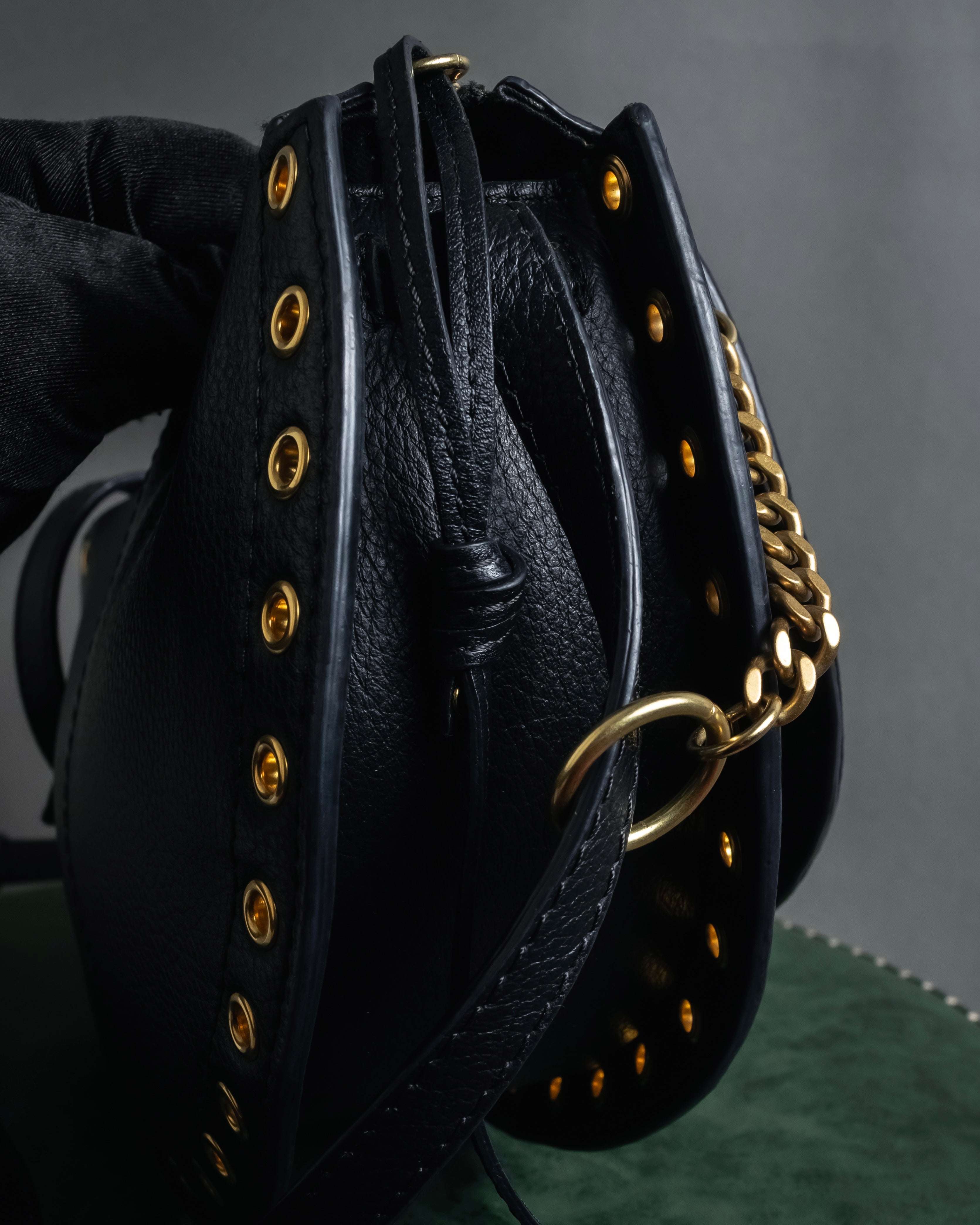 "See by Chloé" Half-moon grommet-detail suede shoulder bag