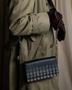 "MAISON MARGIELA" Check pattern gradient design chain shoulder leather wallet bag