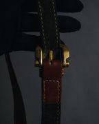 "LOEWE" 80’s bicolor nappa leather and suede shoulder bag