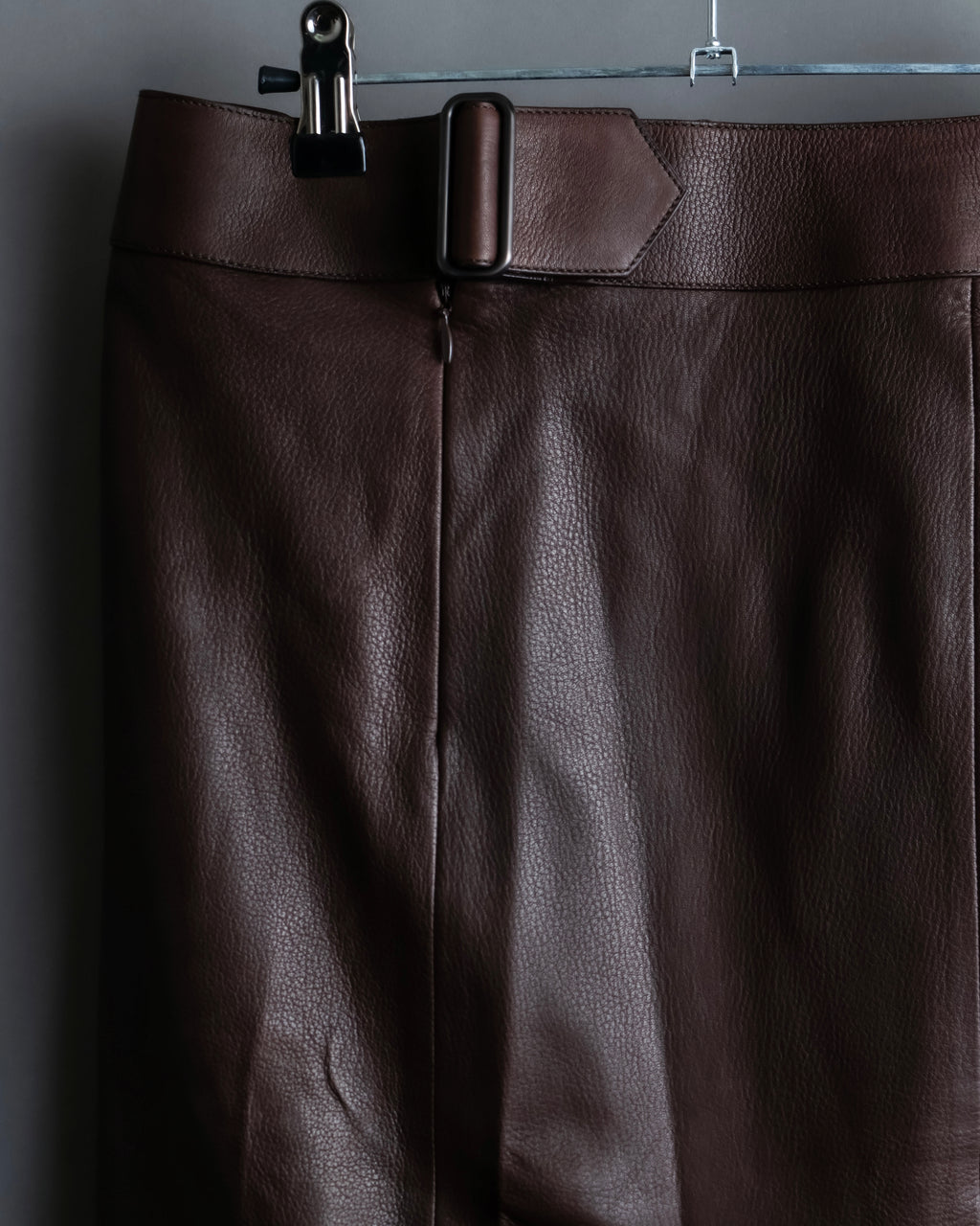"Hermes by Gaultier" Round Pocket Wine Red Leather Skirt