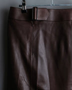 "Hermes by Gaultier" Round Pocket Wine Red Leather Skirt