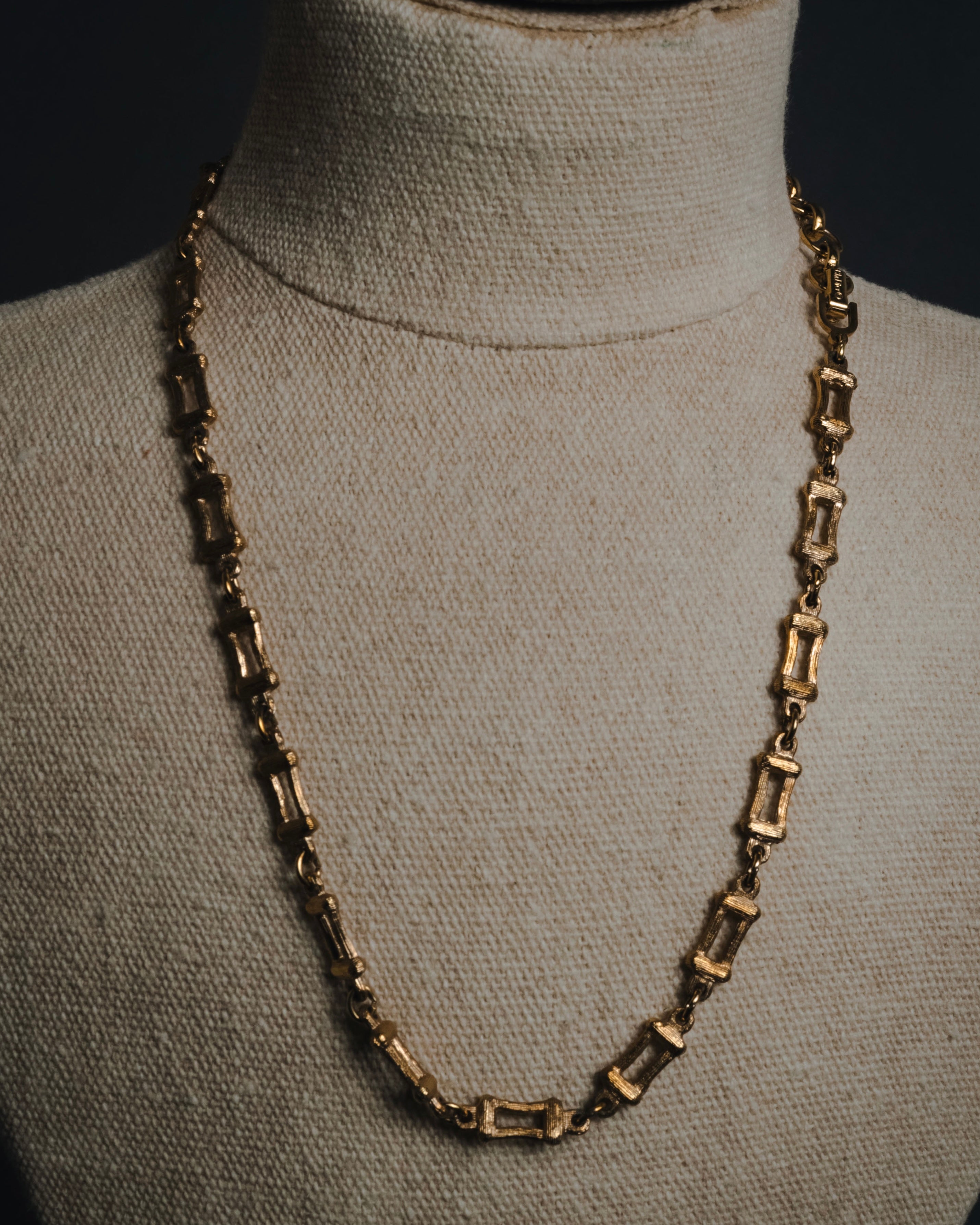 "Christian Dior" 80’s textured geometric link chain necklace