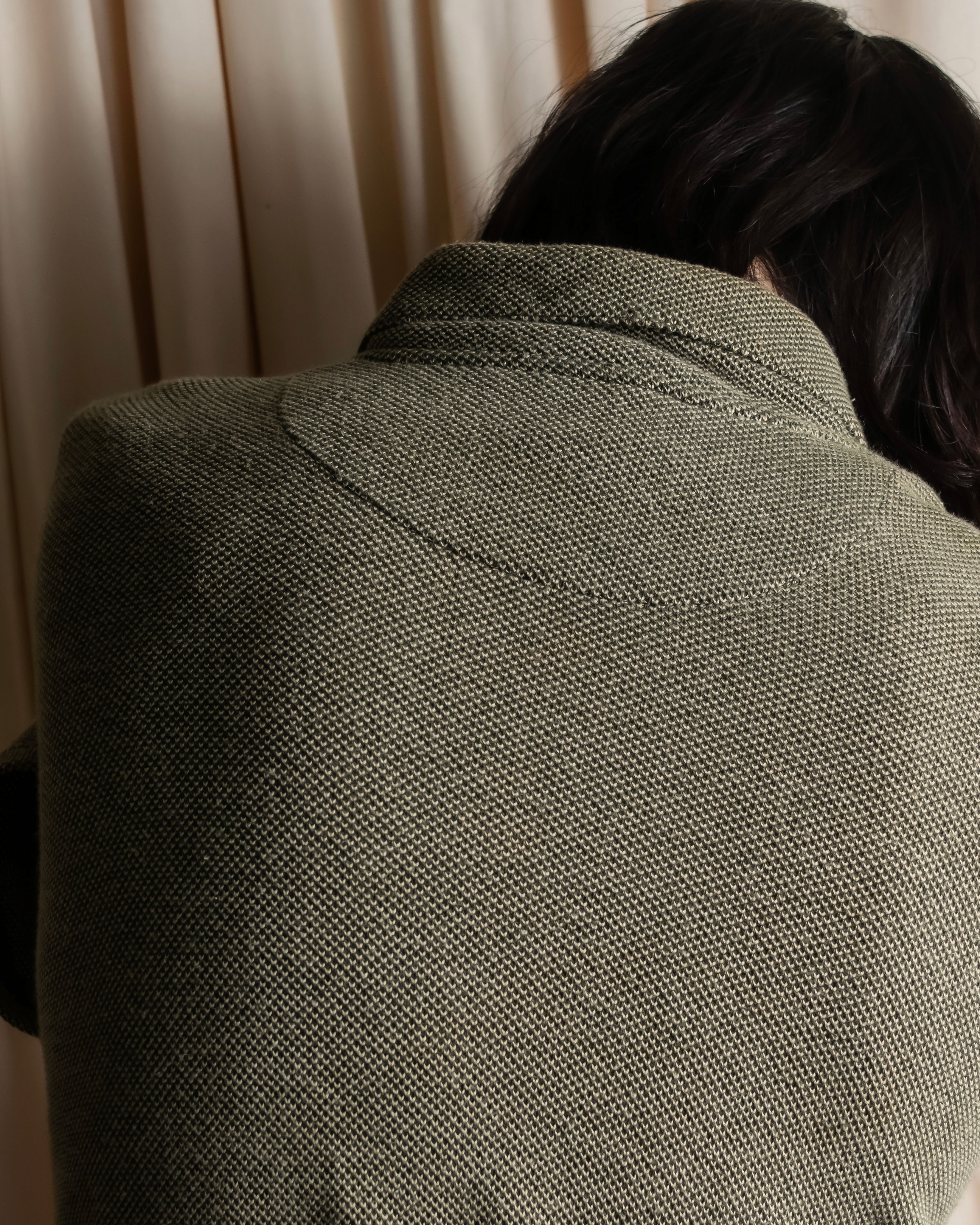 "Vintage herringbone long sleeve polo shirt"