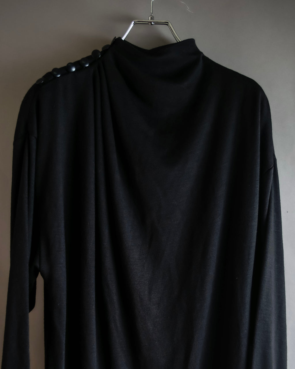 "LANVIN" Asymmetrical shoulder button design long dress